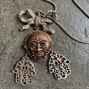 Vivienne Westwood Beautiful Ornate Vintage African Mask w/ Hands and Ribbon